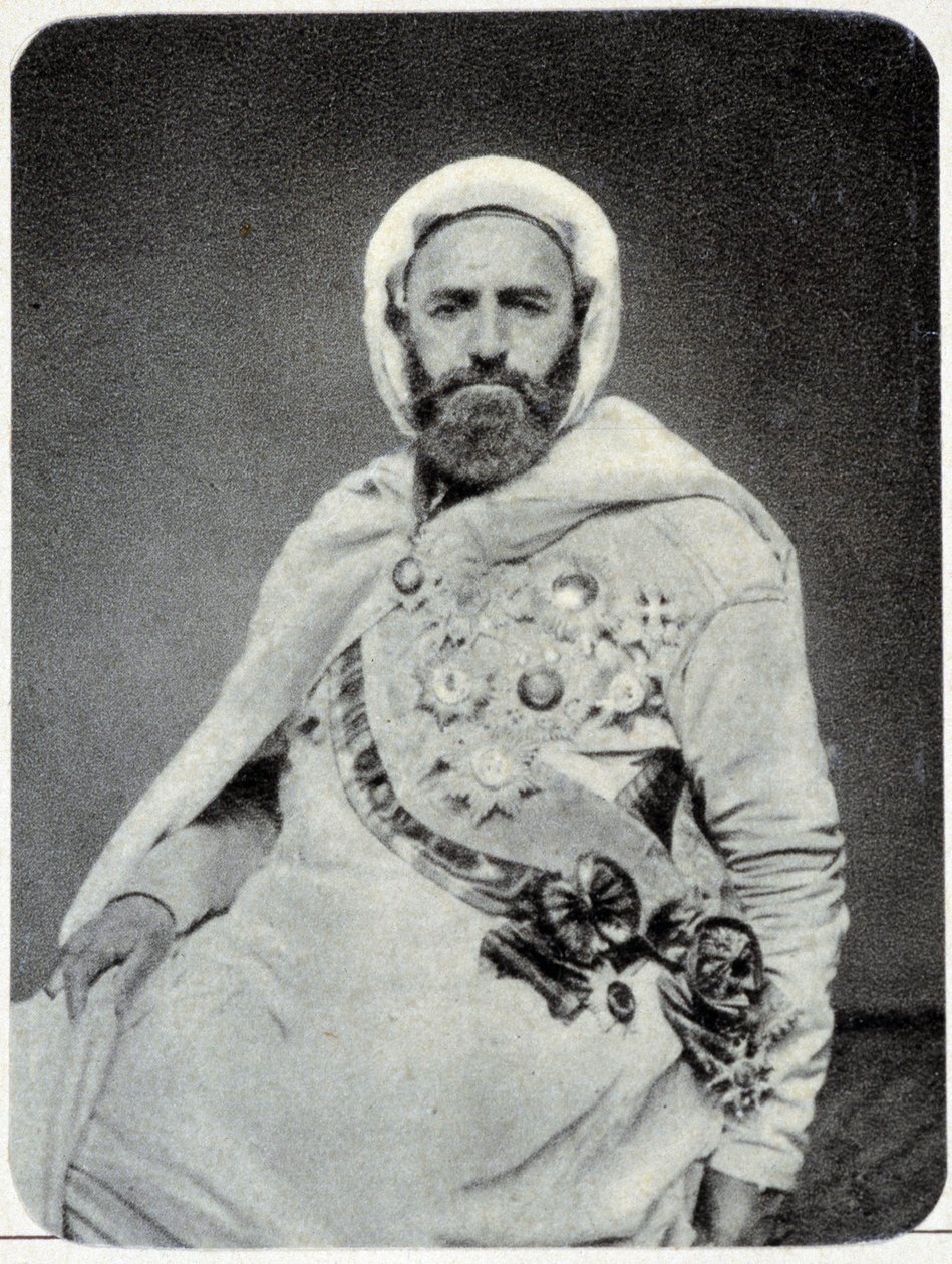 Porträtt av Abd-el-Kader (Abd El-Kader) 1875 - fotografi. av Unknown photographer