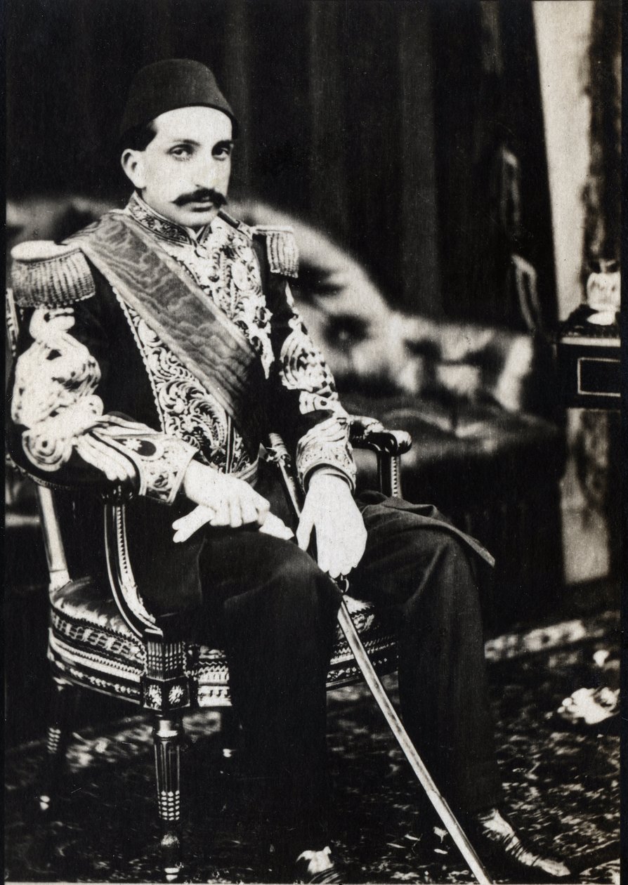 Porträtt av Abdulhamid II (1842-1918), Sultan av det osmanska riket (s/v foto) av Unknown photographer