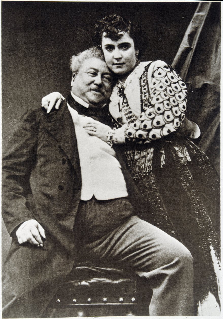 Porträtt av Alexandre Dumas Père (1802 - 1870) och hans älskarinna av Unknown photographer