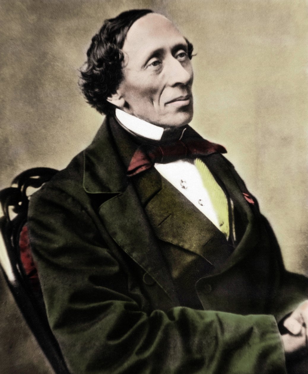 Porträtt av den danske författaren och poeten Hans Christian Andersen (1805-1875). Foto från 1860-talet. av Unknown photographer