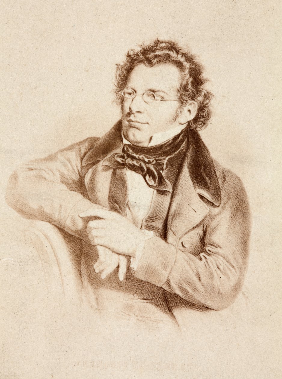 Porträtt av Franz Schubert, ca 1860-talet (tryck) av Unknown photographer