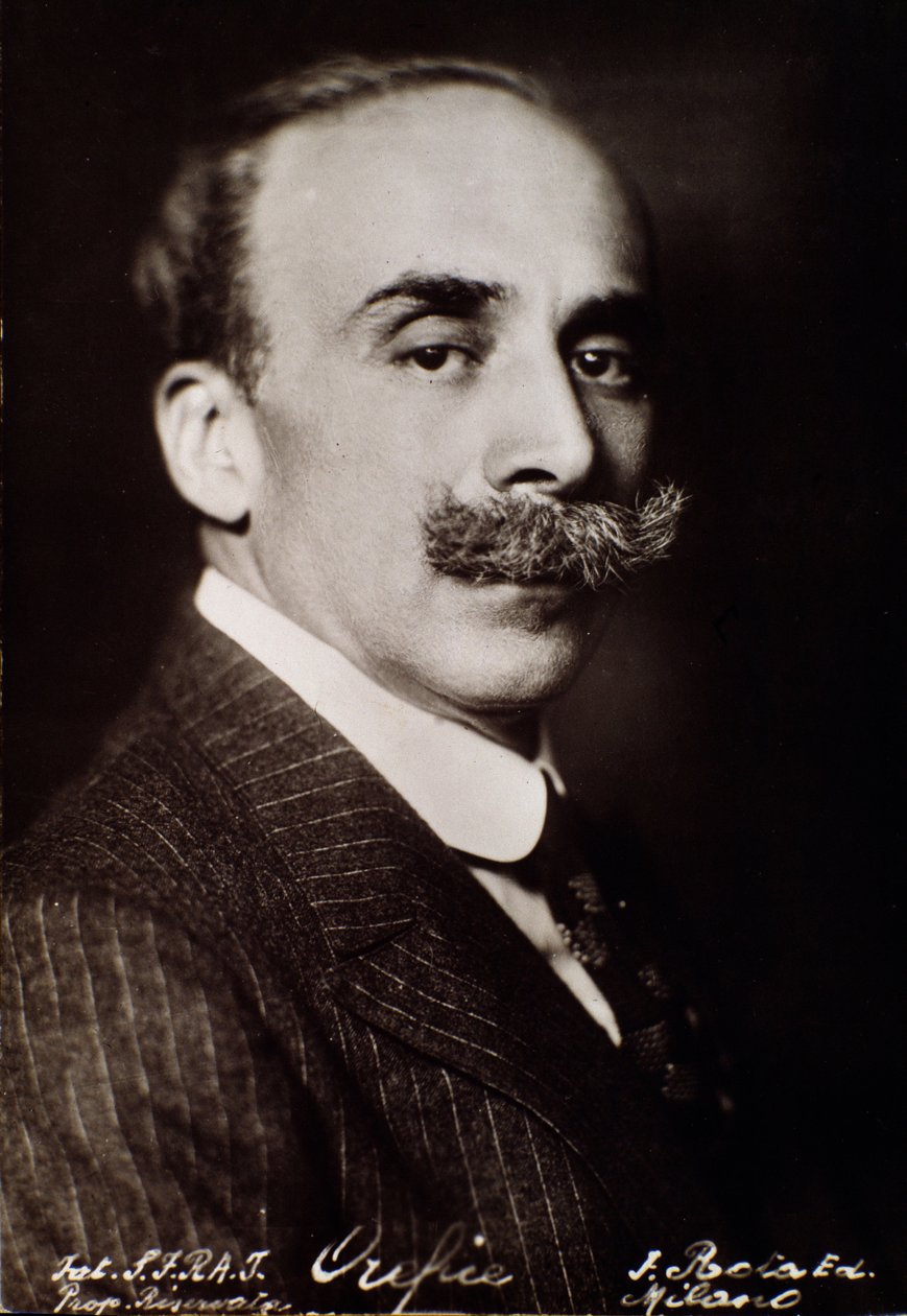 Porträtt av Giacomo Orefice (s/v foto) av Unknown photographer