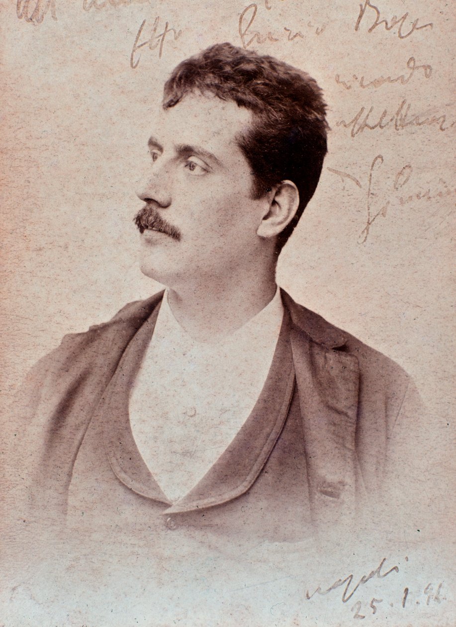 Porträtt av Giacomo Puccini (s/v foto av Unknown photographer
