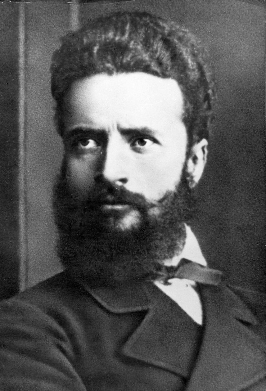 Porträtt av Hristo Botev, bulgarisk poet och journalist även känd som revolutionär och nationalhjälte av Unknown photographer