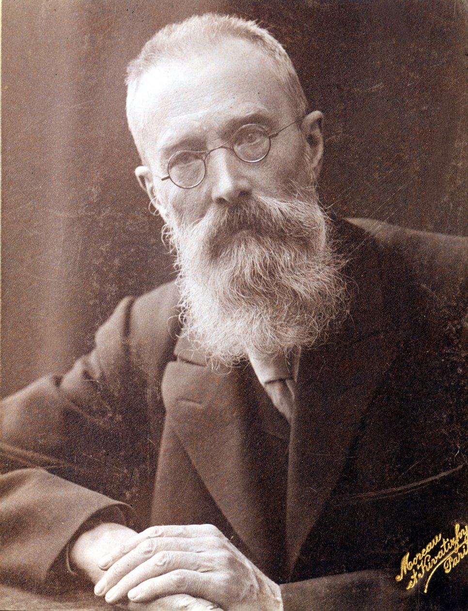 Porträtt av Nicholas (Nikolai) Rimsky Kroskov (Rimsky-Kroskov) (1844-1906)), rysk kompositör. 1800-talsfotografi. av Unknown photographer