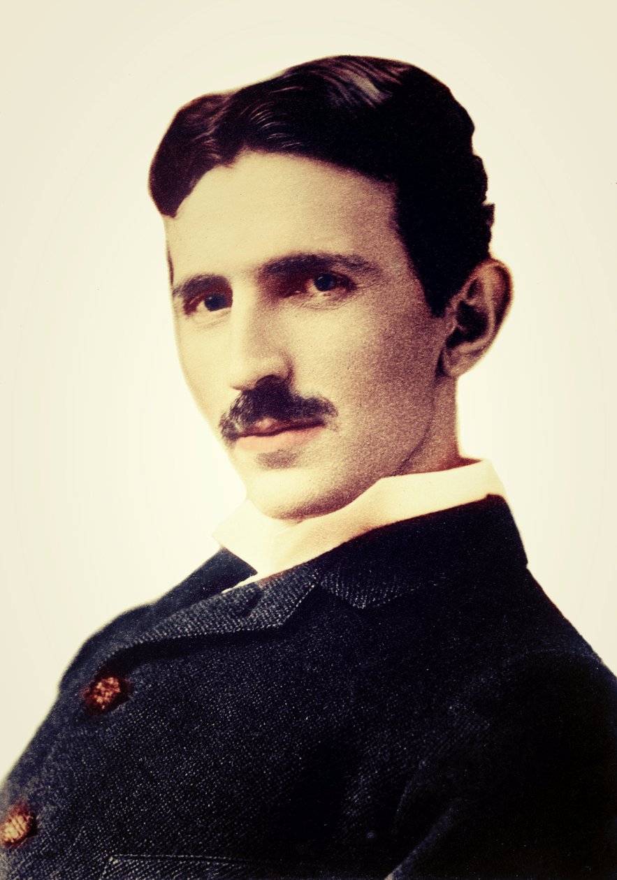 Porträtt av Nikola Tesla (1856-1943) (Nikolaj) - Kroatisk-född serbisk ingenjör, fysiker och uppfinnare av Unknown photographer