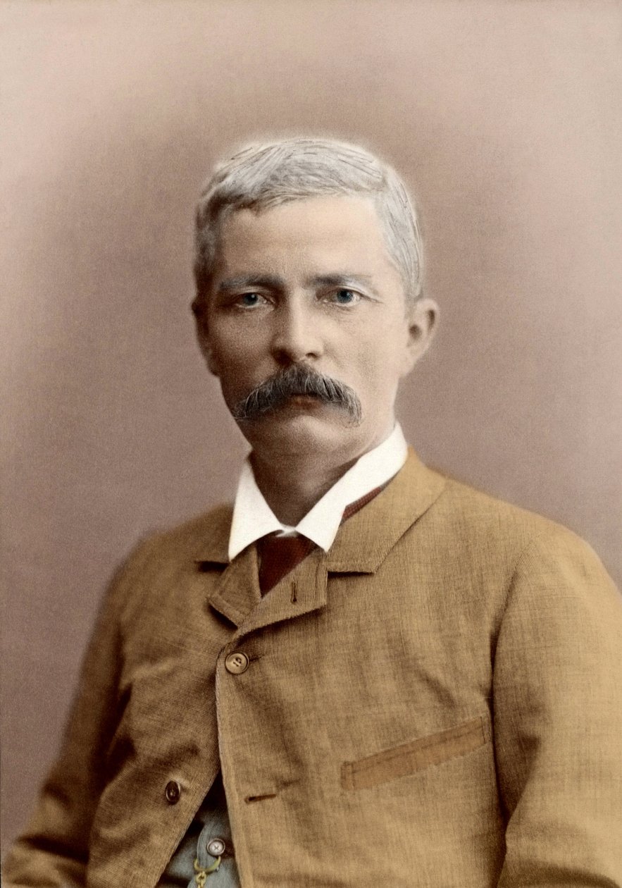Porträtt av Sir Henry Morton Stanley (född John Rowlands) (1841-1904), walesisk journalist och upptäcktsresande. senare färgläggning av Unknown photographer