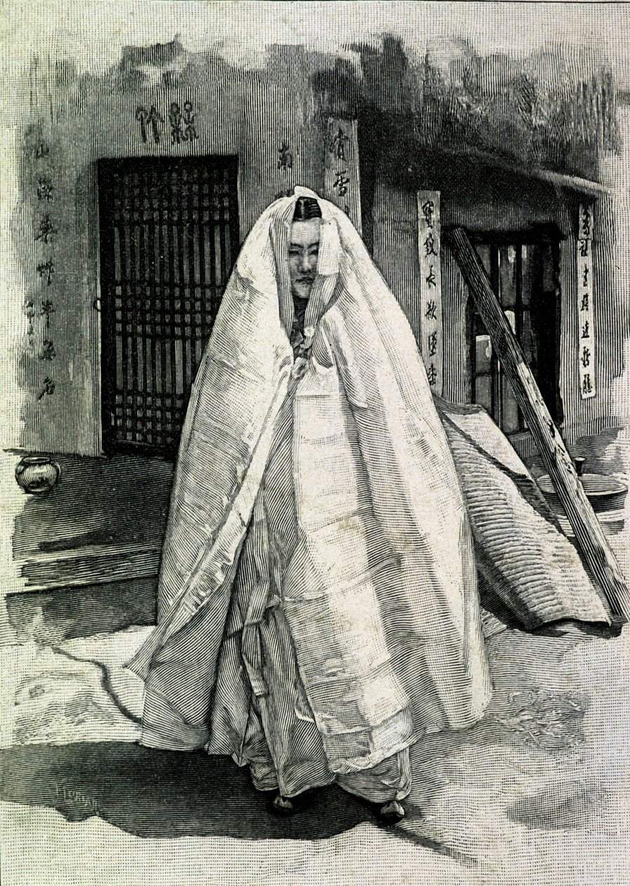Porträtt av en koreansk dam i slutet av 1800-talet. av Unknown photographer
