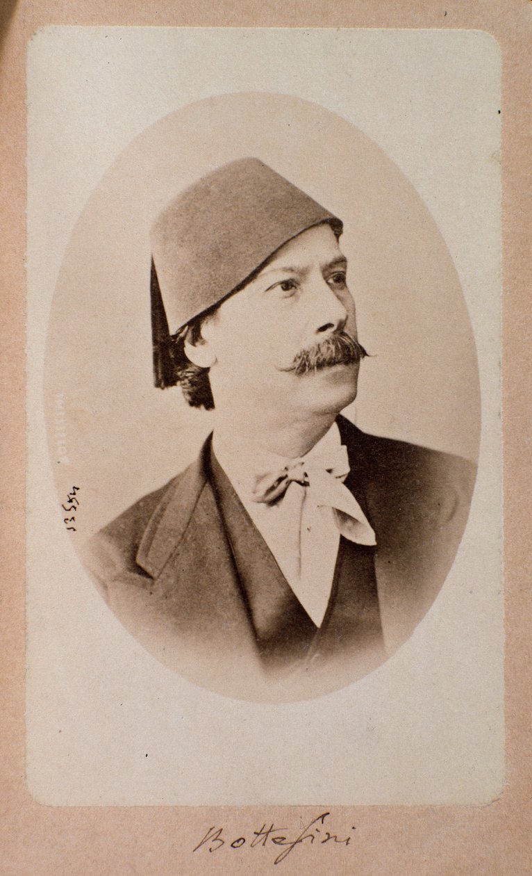 Porträtt av den italienske dirigenten, kontrabasmusikern och kompositören Giovanni Bottesini (1821-1889) Fotografi. 1800-talets Bologna, medborgarmusikaliskt bibliografiskt museum av Unknown photographer