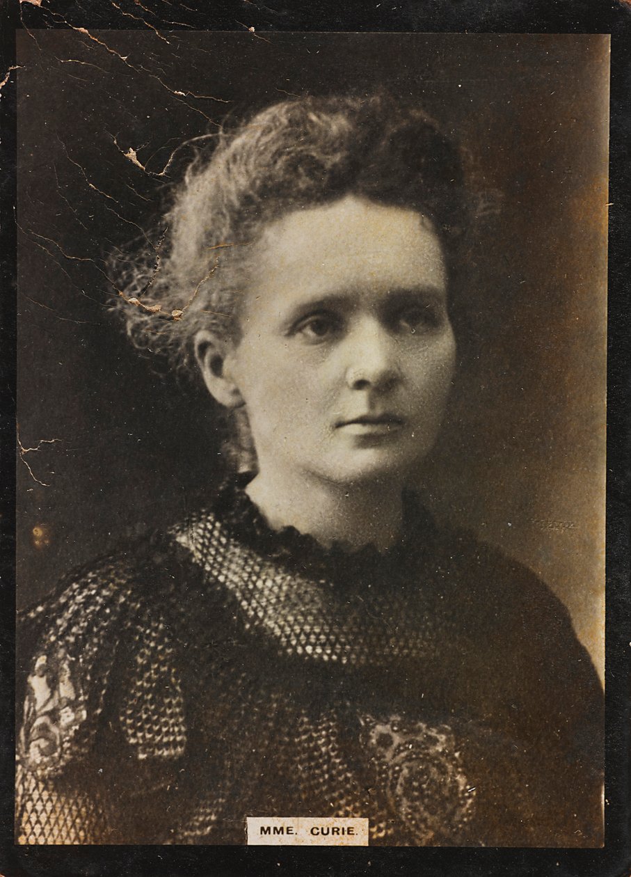 Porträtt av kemisten och fysikern Marie Sk#322;odowska-Curie (1867-1934), hustru till Pierre Curie, Nobelpris i fysik 1903 tillsammans med sin make och i kemi 1911 av Unknown photographer