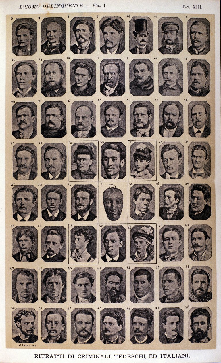 Porträtt av tyska och italienska brottslingar. Album med fotografier samlat av Cesare Lombroso (1835-1909), italiensk kriminolog: "" Den kriminella mannen"" av Unknown photographer