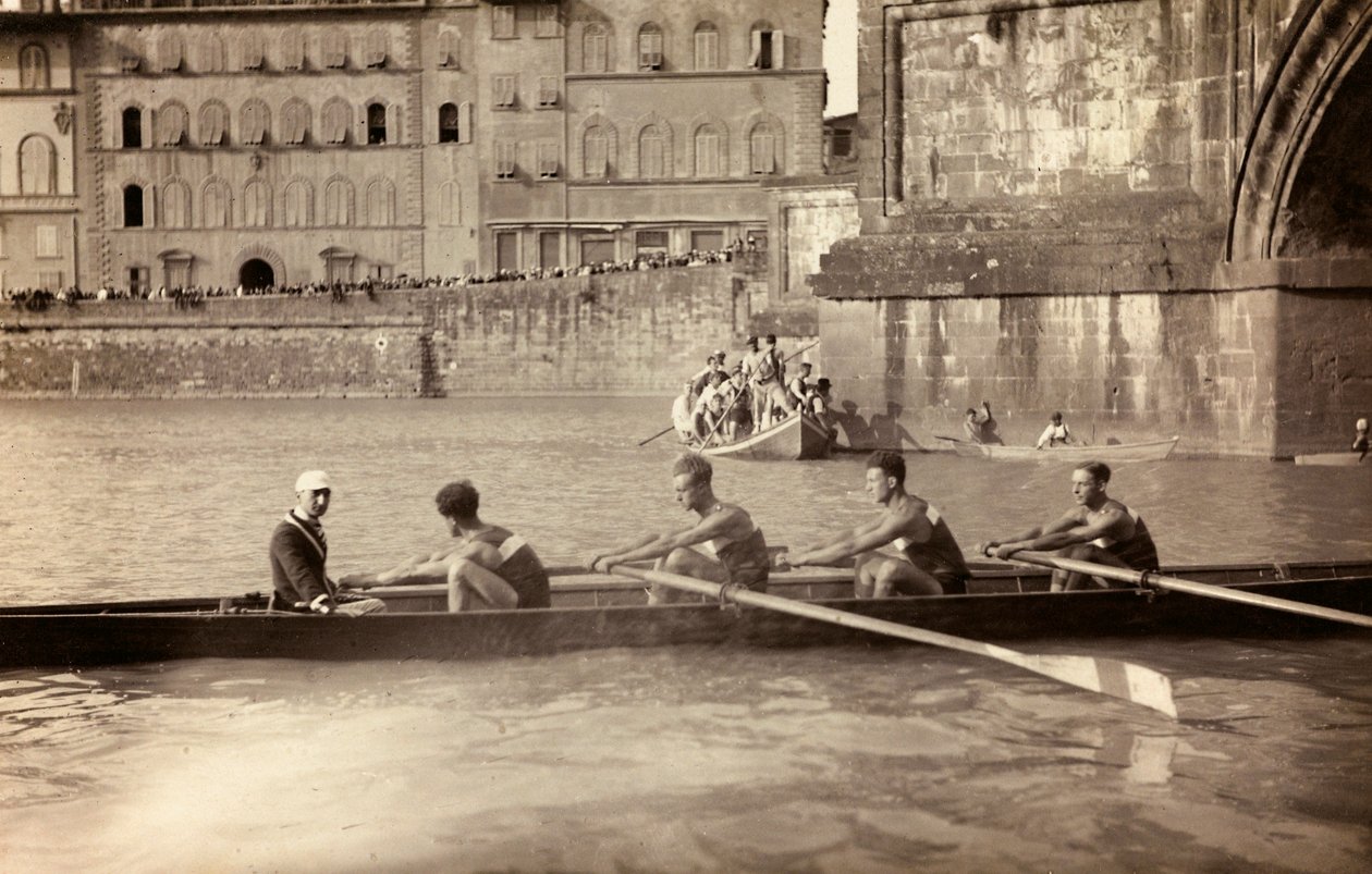 Rodd på floden Arno, Florens av Unknown photographer