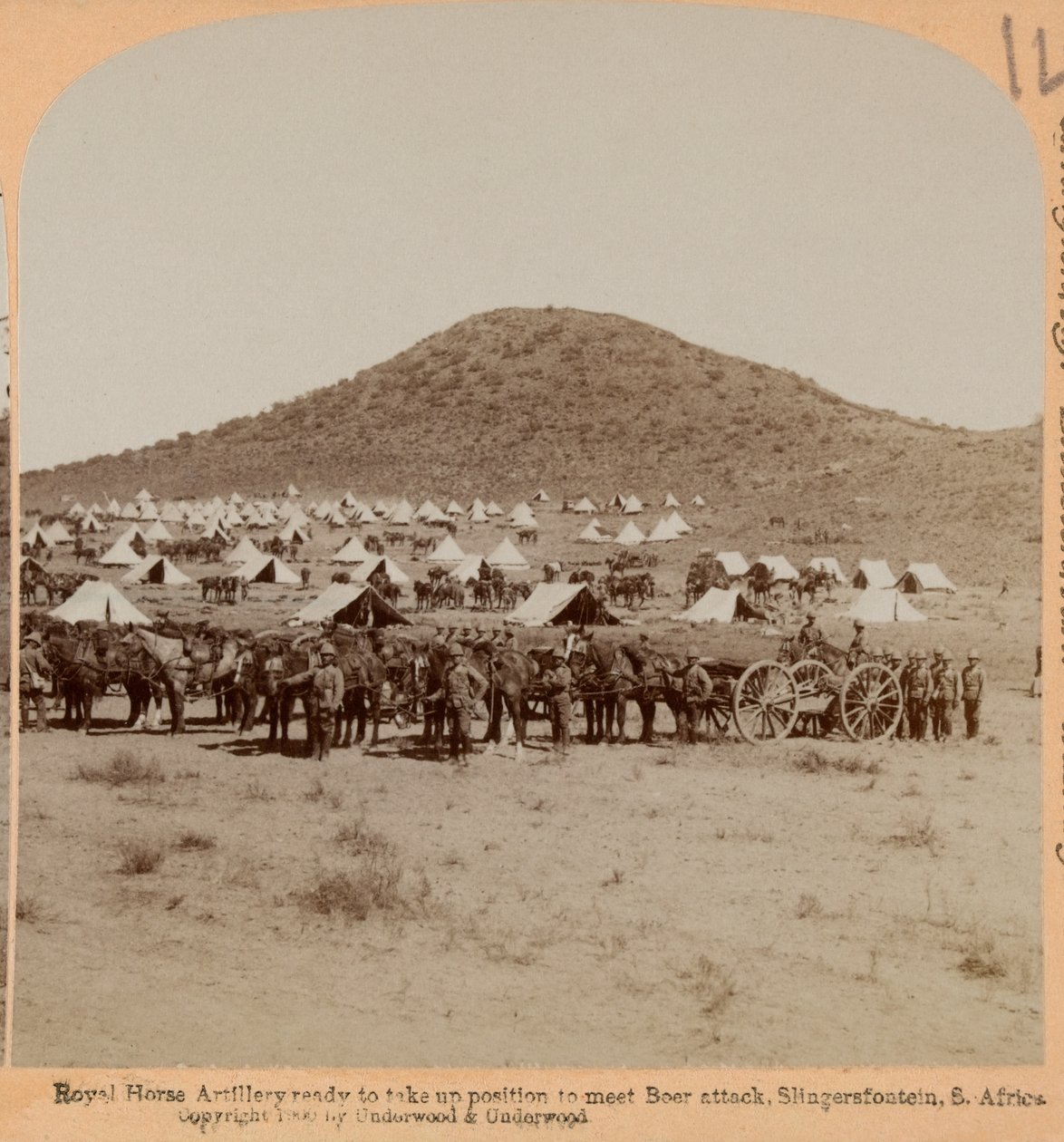 Royal Horse Artillery, Slingersfontein, Boer War, c.1899 (fotografi, stereoskopisk) av Unknown photographer