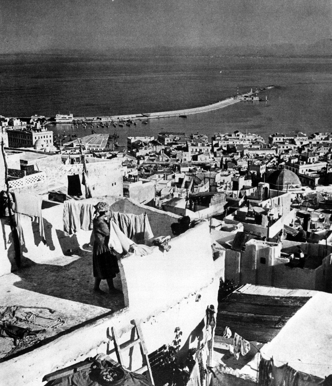 Utsikt över hamnen och staden Alger, sd av Unknown photographer