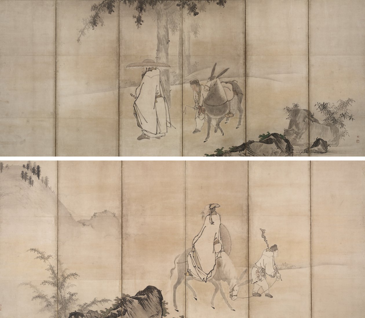 Su Shi (So Shoku) och Pan Lang (Han Rō) av Unkoku Tōgan