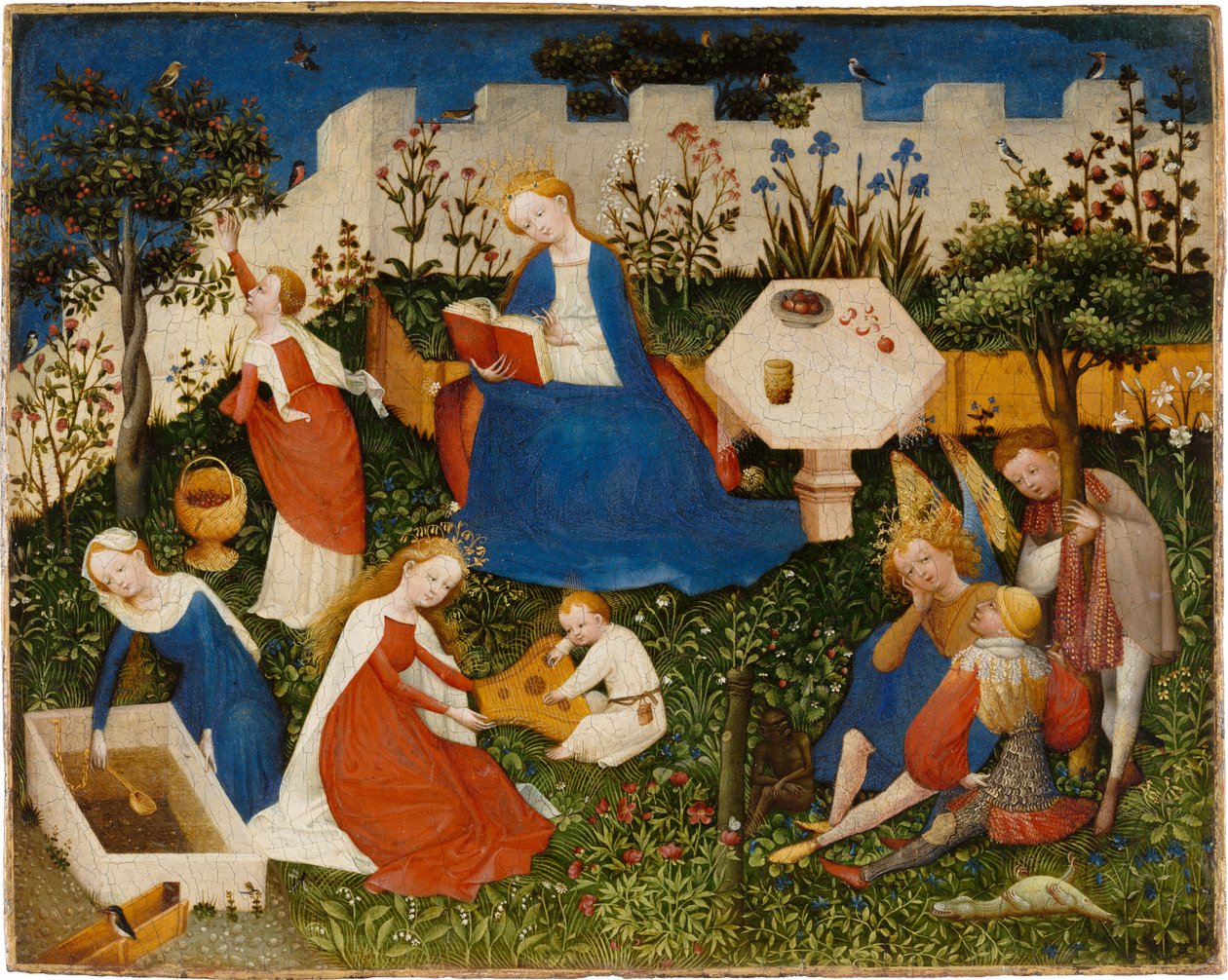 The Little Garden of Paradise, ca 1410-20 (blandteknik på ek) av Upper Rheinish Master
