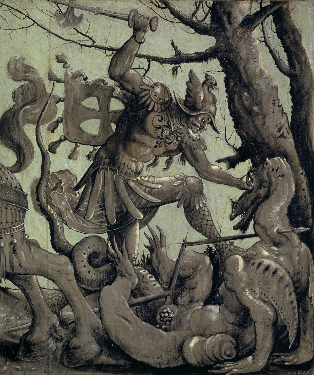 Saint George Fighting the Dragon, ca 1520 (tempera på limewood) av Urs Graf