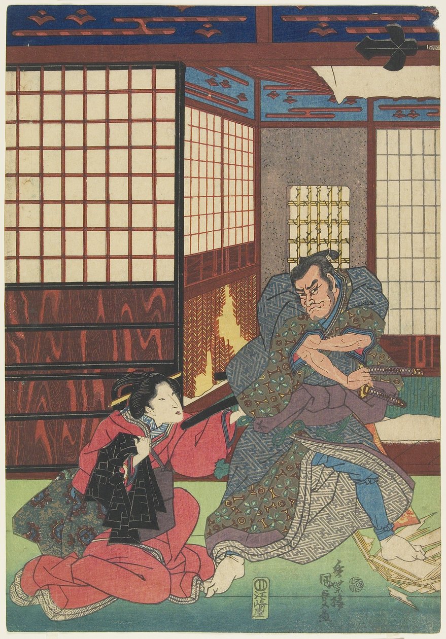 (Scen från en oidentifierad pjäs), 1830-1844 av Utagawa Kunisada