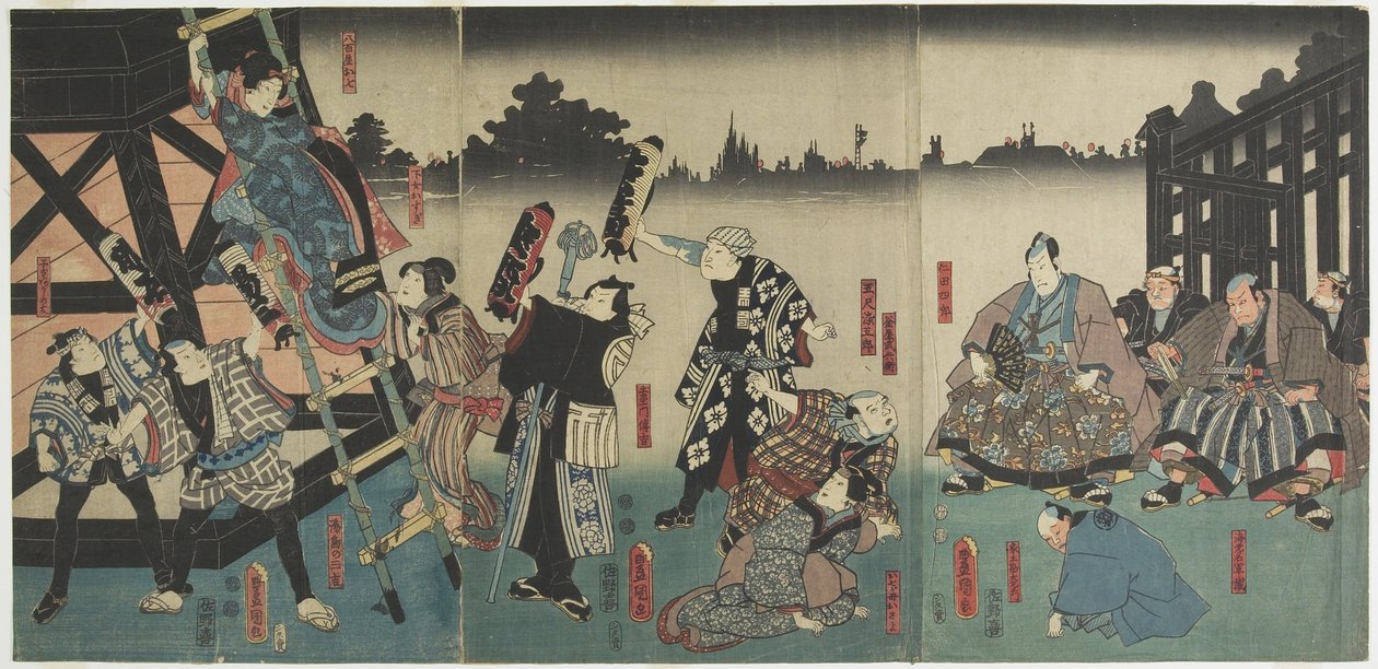 (Scen av Kabuki-spelet baserad på Yaoya Oshichi-berättelsen), 1847-1852 av Utagawa Kunisada