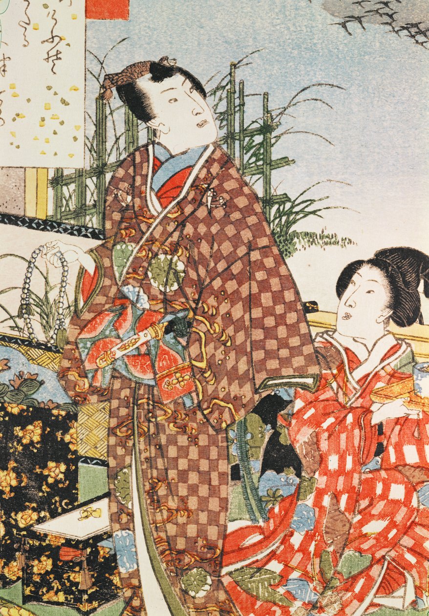 Illustration från "Genjis saga" (färgtryck i träsnitt) av Utagawa Kunisada