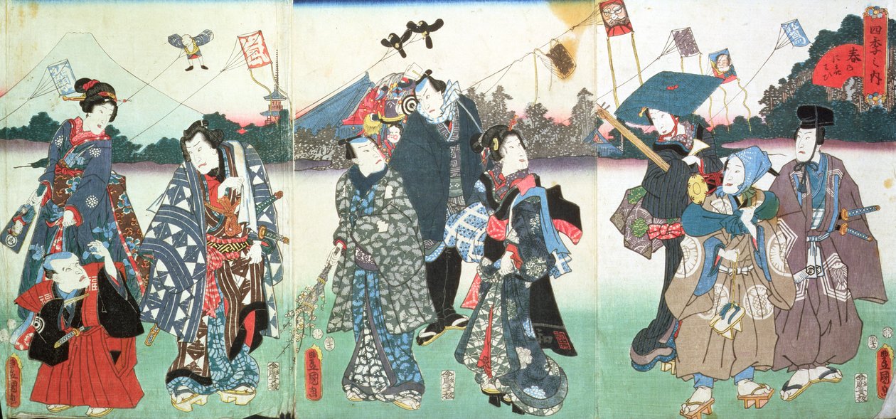 nyårsfest, av Utagawa Kunisada