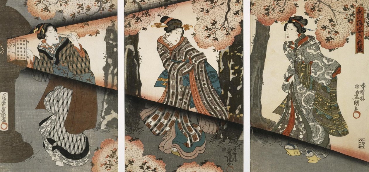 Night Scene with Girls and Lanterns av Utagawa Kunisada