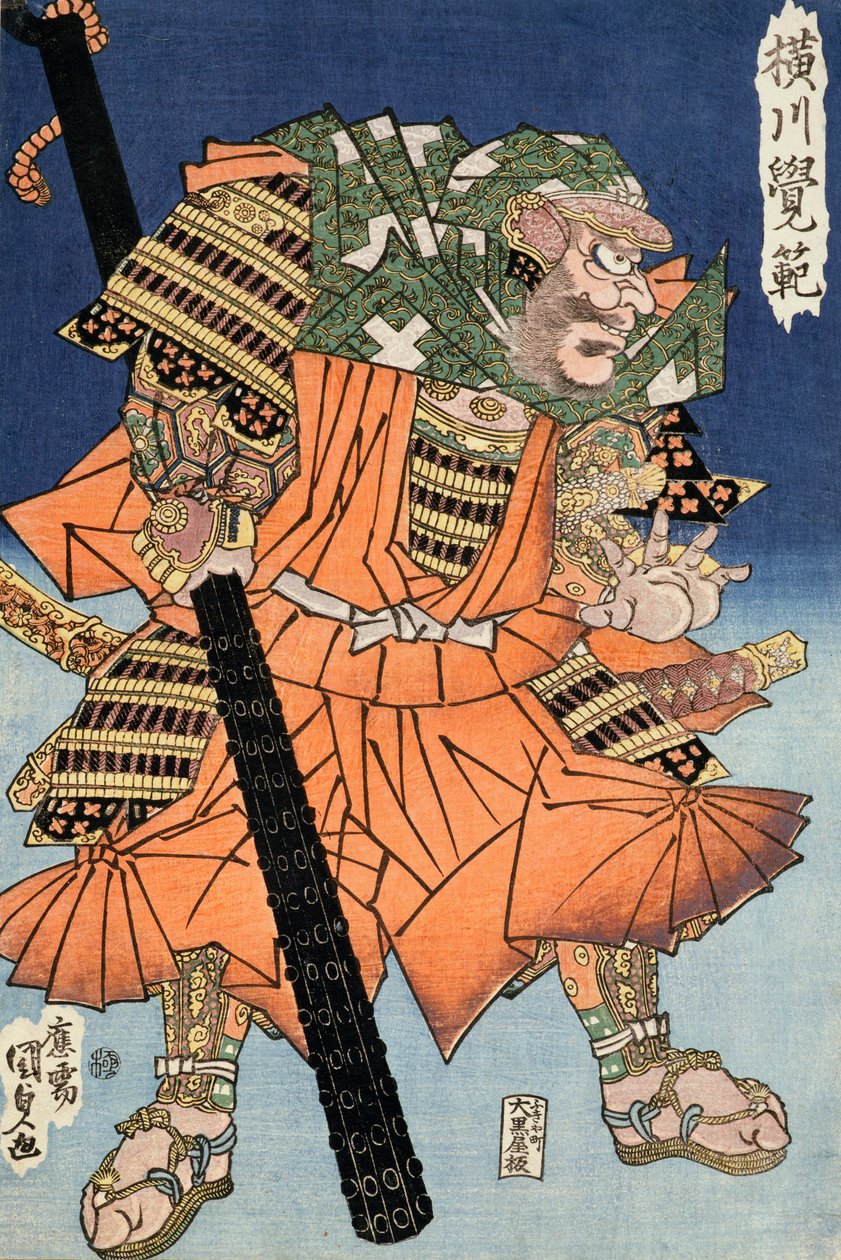 Krigarmunken Yokogawa Kakuhan, pub. 1830 (träsnitt i färg) av Utagawa Kunisada