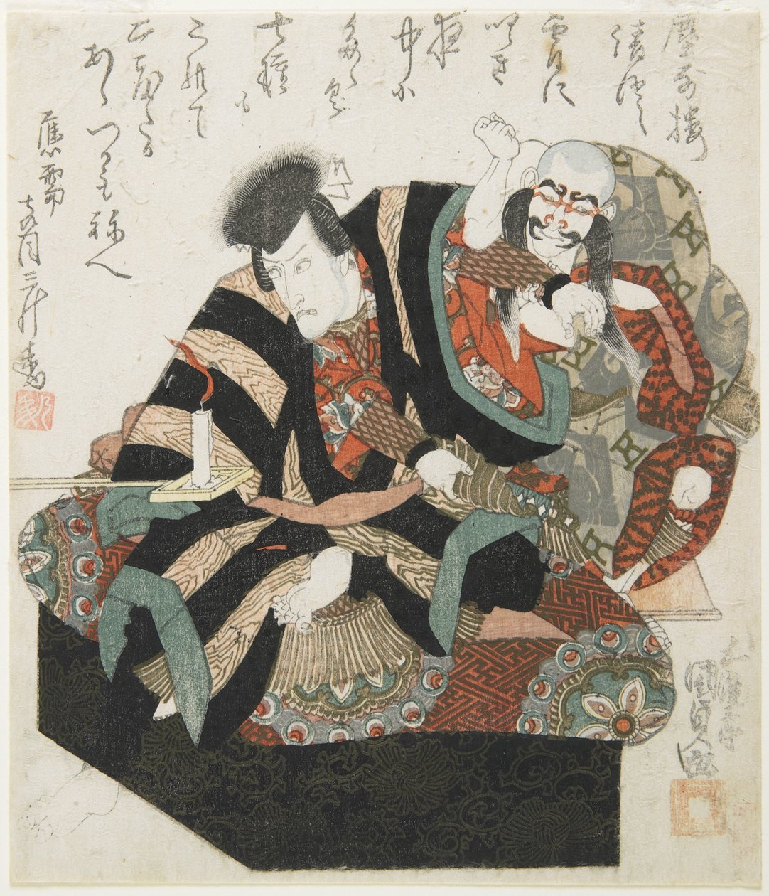 Två skådespelare från en kabukipjäs, mitten av 1800-talet av Utagawa Kunisada