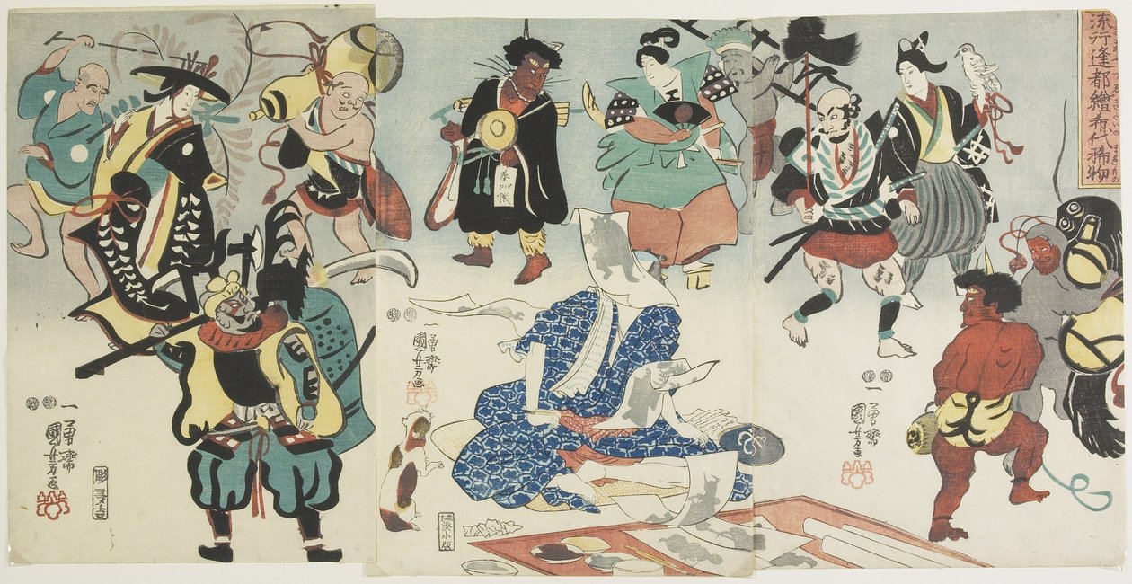 Populära O_tsu-e-fenomenet, 1848 av Utagawa Kuniyoshi