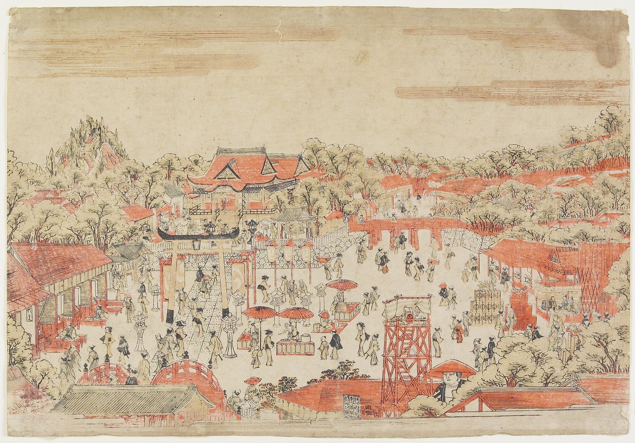 (Scen i en helgedom), ca 1764-1782 av Utagawa Toyoharu