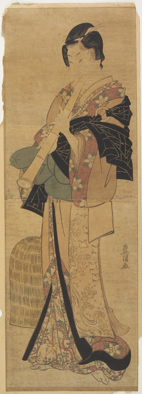 (Kvinna förklädd till präst) av Utagawa Toyokuni
