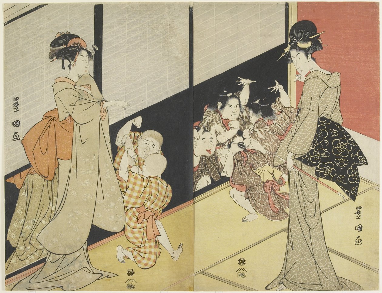 Barn som njuter av sin reflektion, 1704-1825 av Utagawa Toyokuni