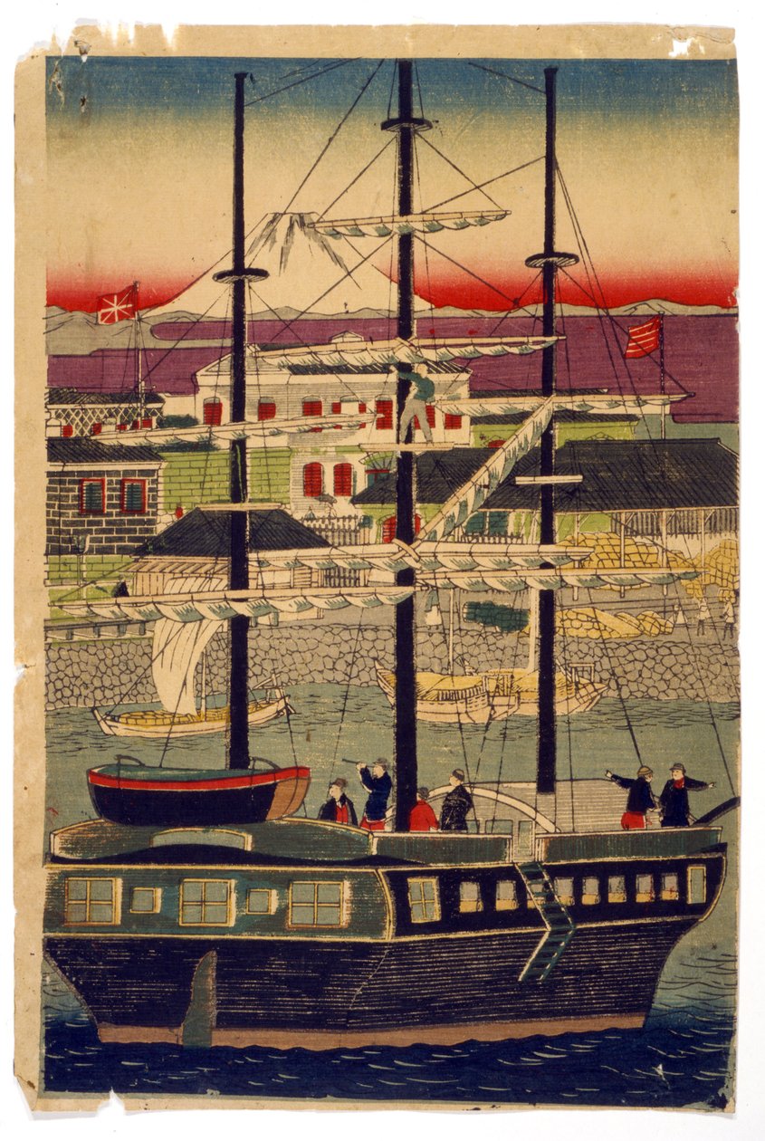 Kyoto hamn, Japan av Utagawa (1786 1865) Kunisada