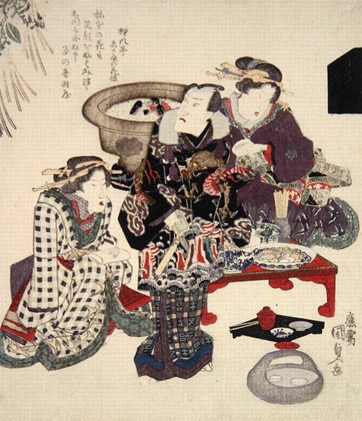 Otawaya (Onoe Kikugoro) vid Umemoto, ca 1825 (färgat träblock) av Utagawa Kunisada