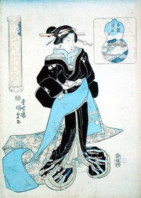 Porträtt av en dam (träsnitt) av Utagawa Kunisada