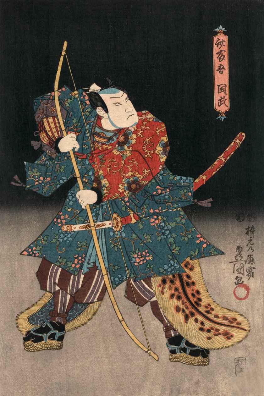 Ukiyo-e tryck av en skådespelare som spelar en samuraj av Kunisada av Utagawa Kunisada
