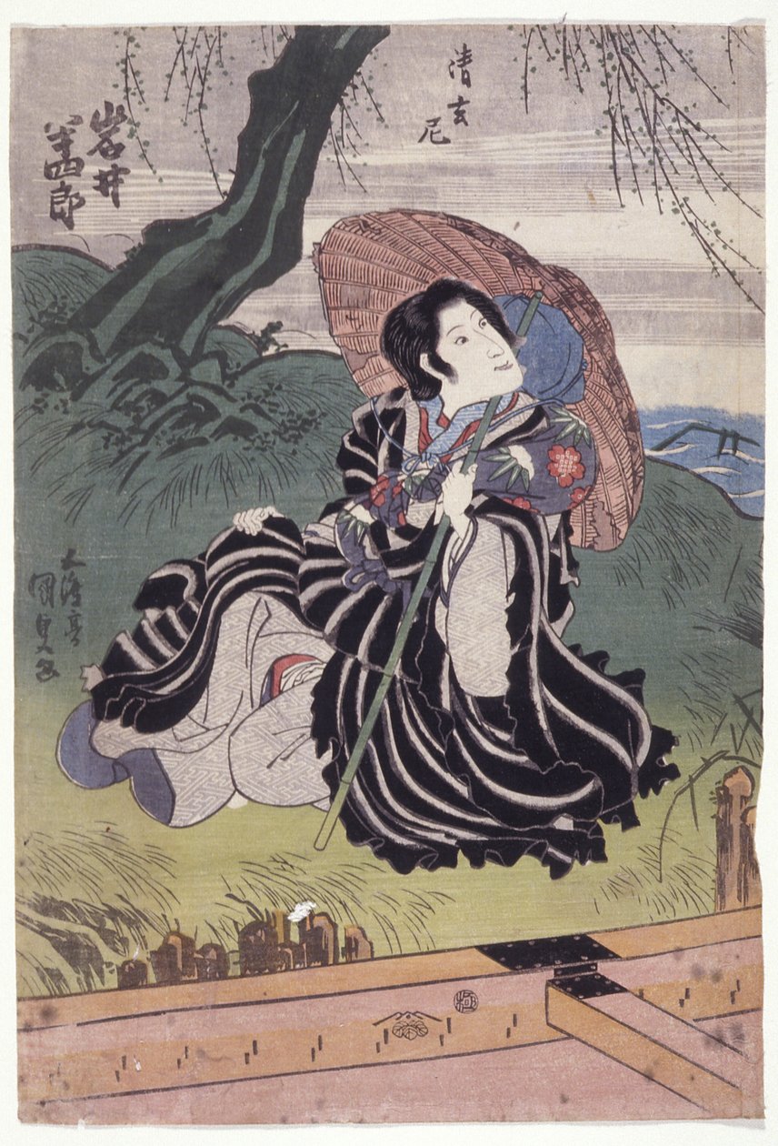 Iwai Hanshir? I rollen som nunna Seigen (trätryck i färg) av Utagawa (1786 1865) Kunisada