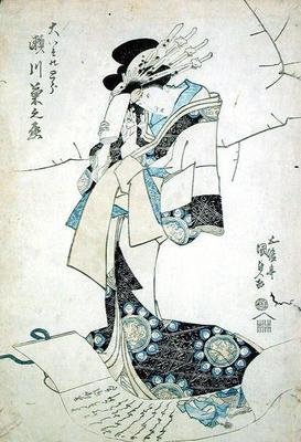 Porträtt av en dam (träblocktryck) av Utagawa Kunisada