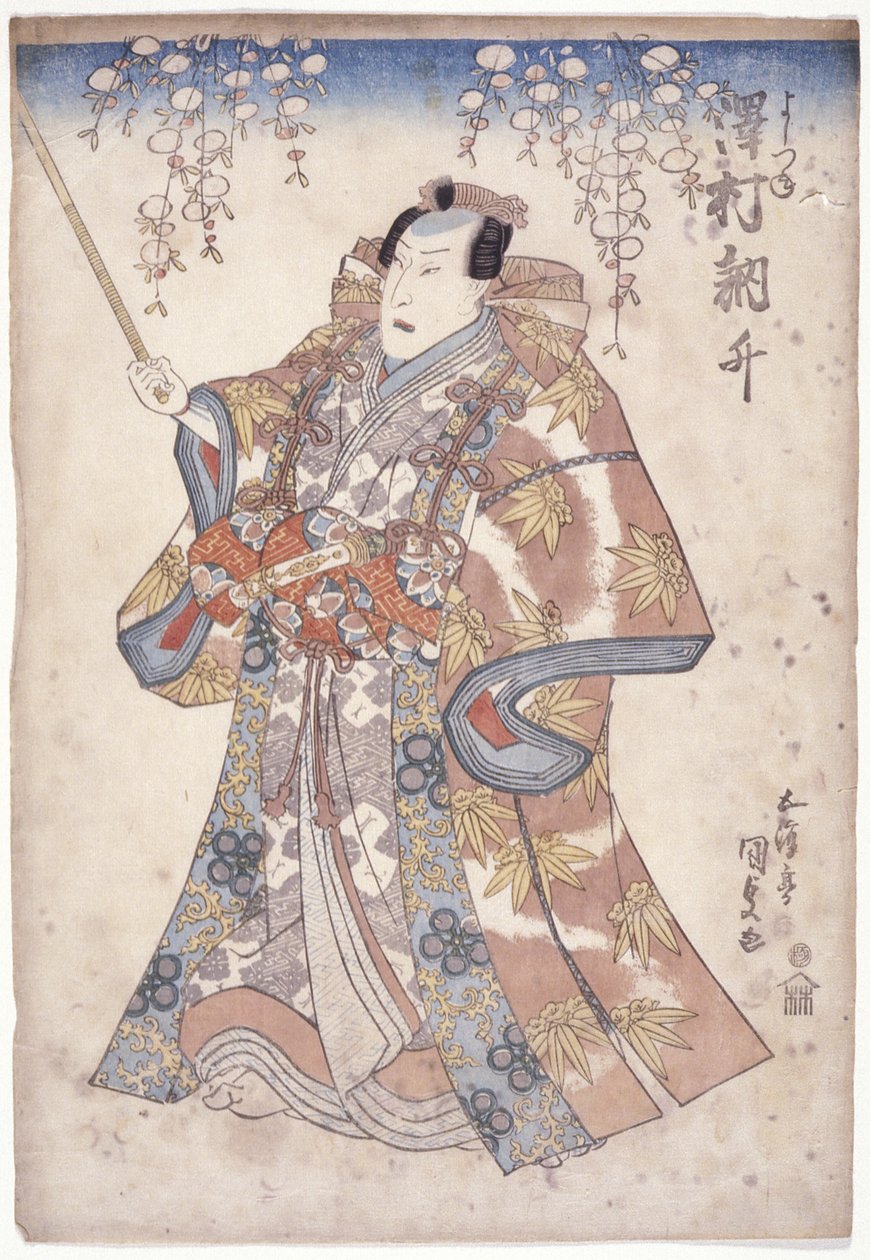 Sawamura Tossh? In The Role Of Yoshitsune (träblock i färg) av Utagawa (1786 1865) Kunisada