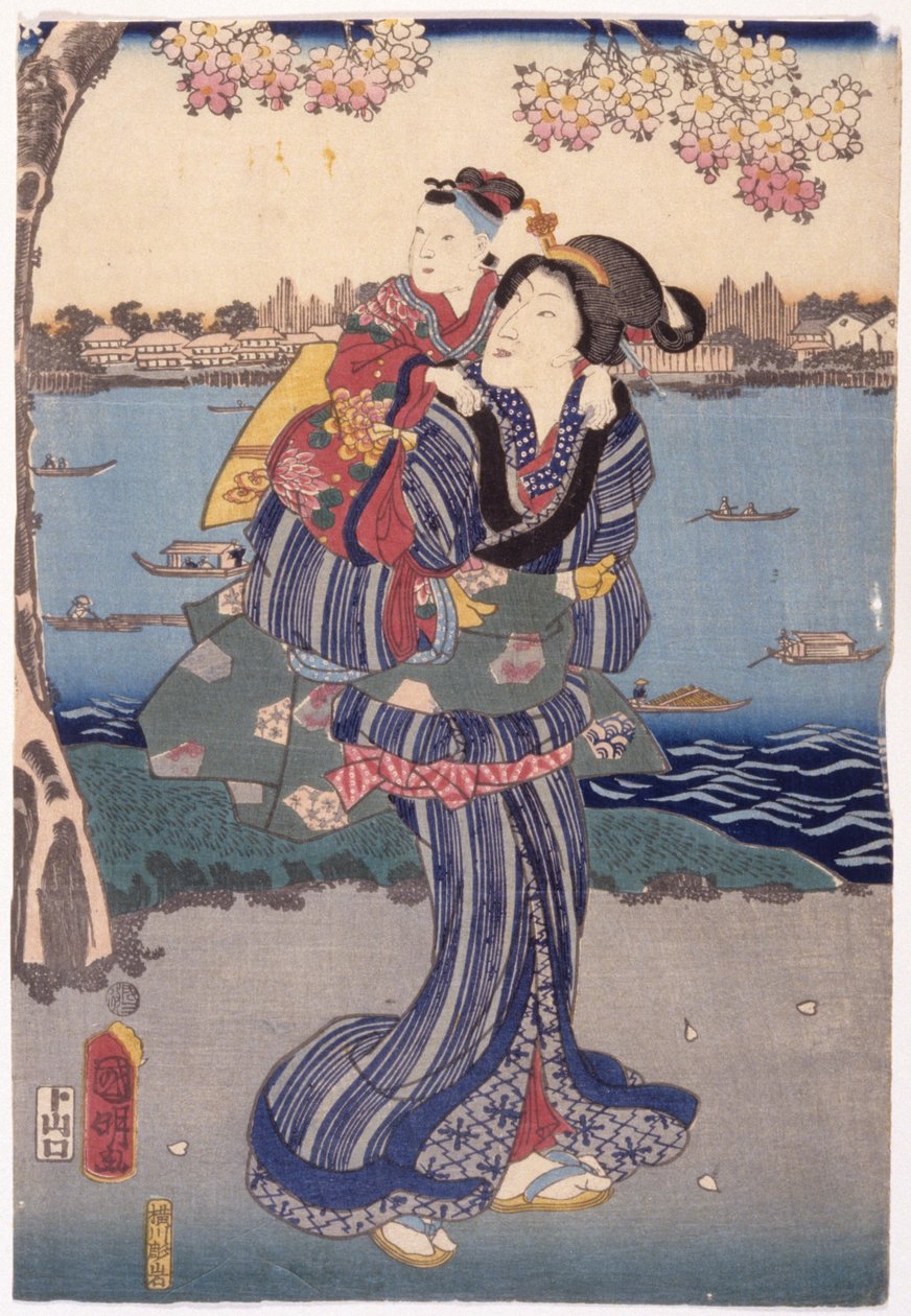 Titta på körsbärsblommor i Mukjima (Mukjima Hanami No Zu) av Utagawa (1835 1888) Kuniaki