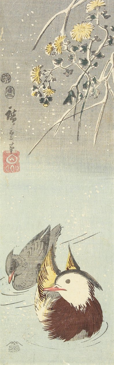 (Chrysanthemum and Mandarin Ducks), februari 1854 av Utagawa Hiroshige