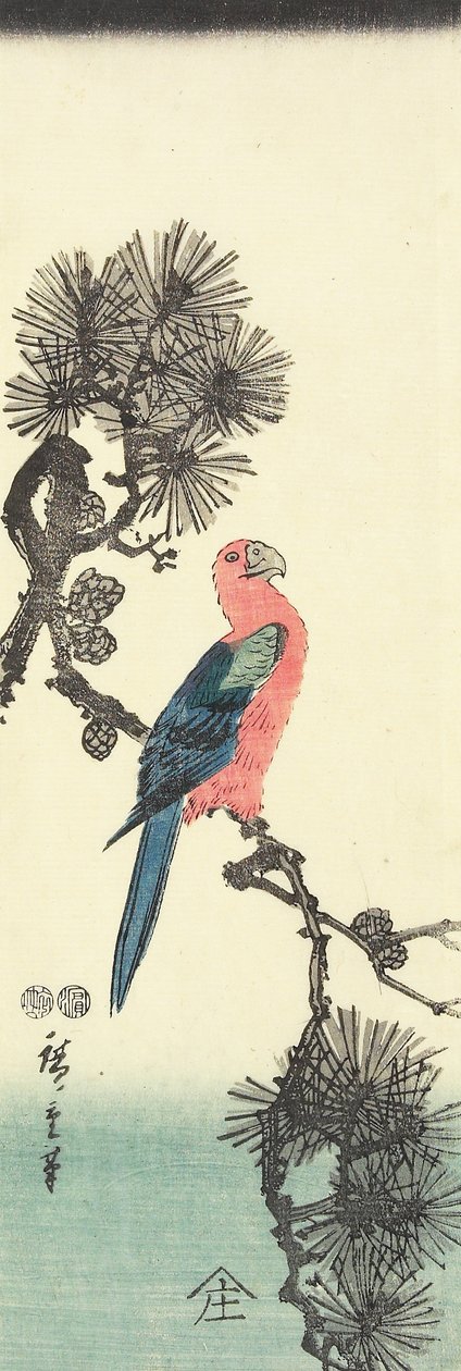 (Papegoja på tall), 1847-1852 av Utagawa Hiroshige