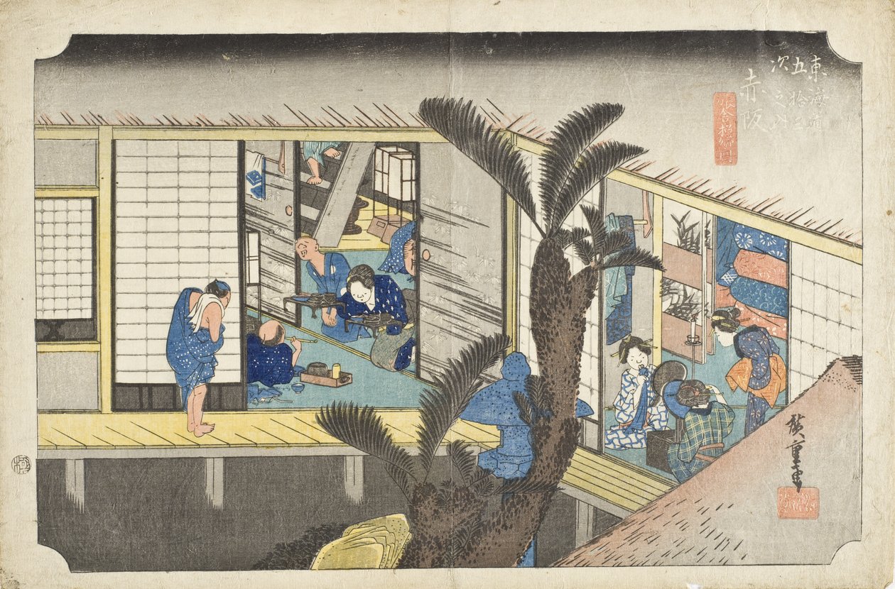 Akasaka: Värdshus med servitriser av Utagawa Hiroshige
