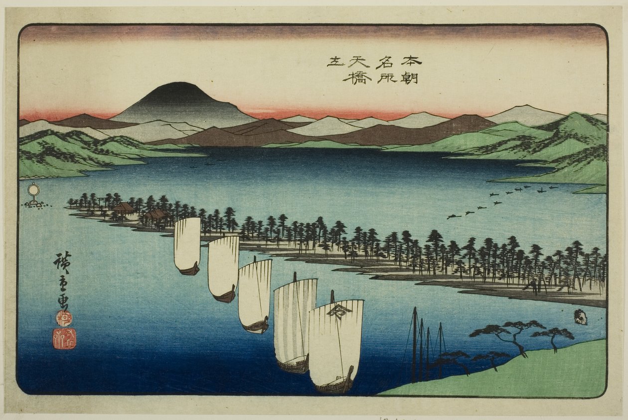 Amanohashidate, från serien "Famous Places of Japan (Honcho meisho)" av Utagawa Hiroshige