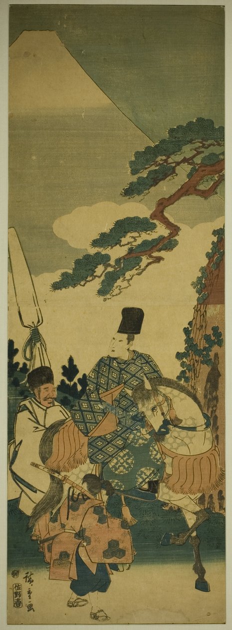 Ariwara no Narihira passerar berget Fuji på sin resa till öst av Utagawa Hiroshige