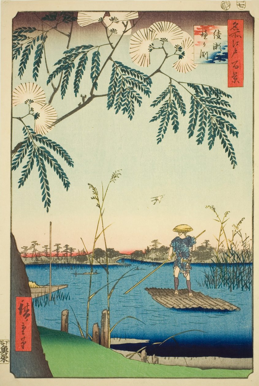 Reverend Ayase Plan d Kanegafuchi (Ayase River Kanegafuchi), från serien "Ridge for ridges d fa net s Views of Edo (One Hundred Famous Views of Edo)" av Utagawa Hiroshige