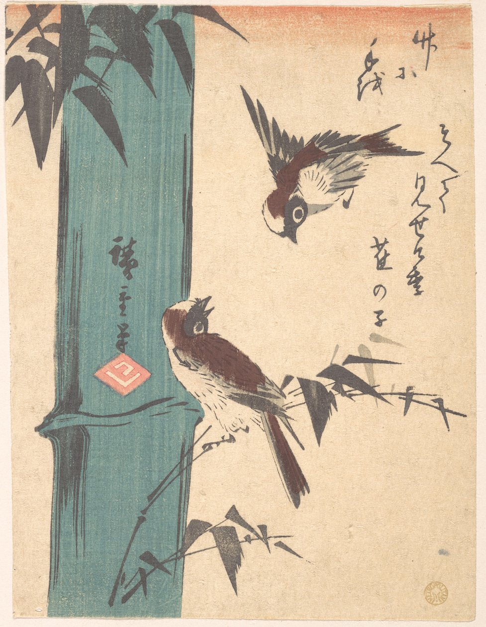 Bambu och sparvar av Utagawa Hiroshige