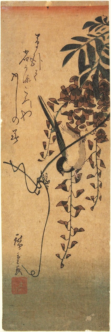 Vogel auf Glyzinienranke av Utagawa Hiroshige