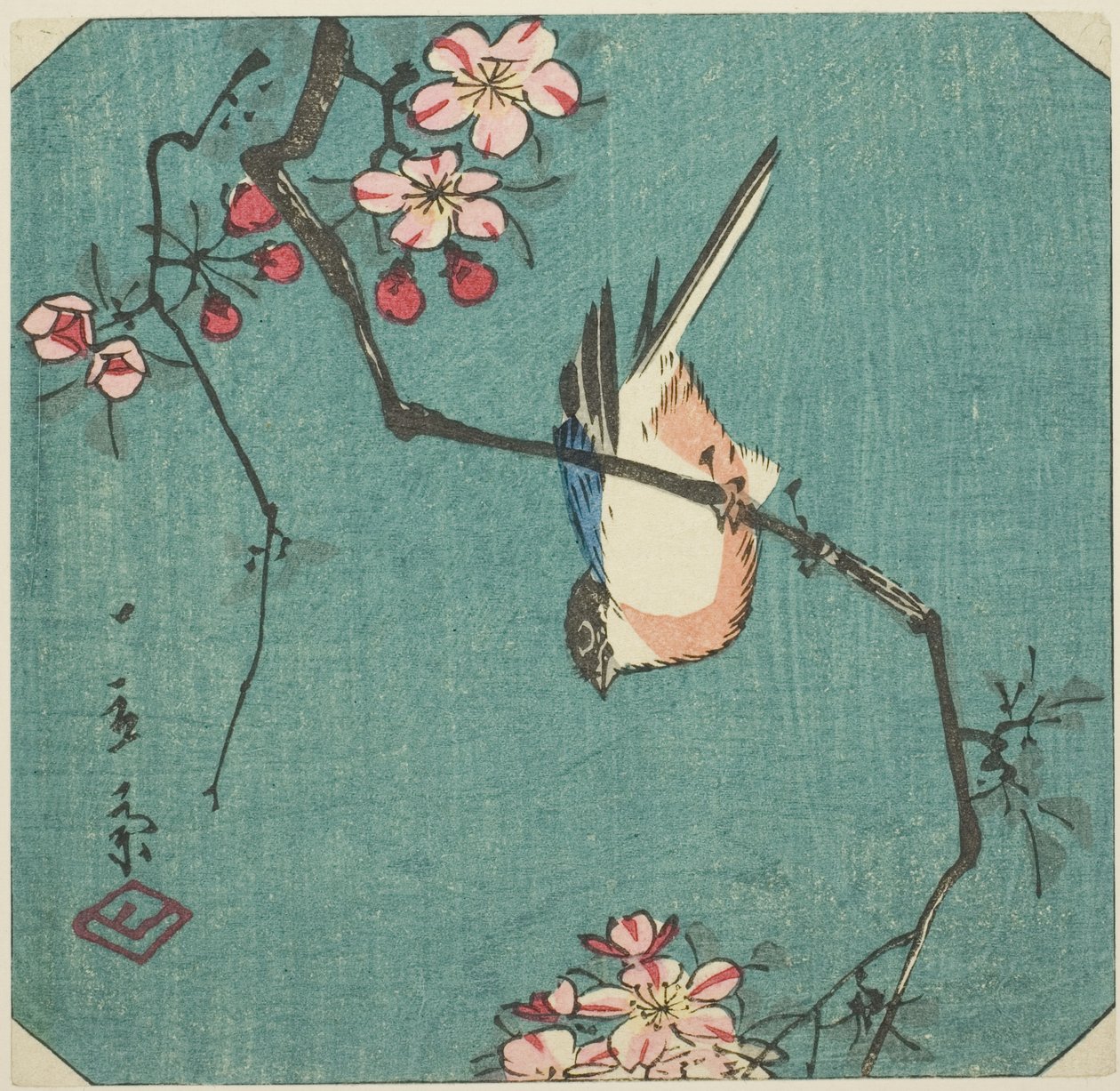 Domherre, sektion av ett namnlöst harimazetryck av Utagawa Hiroshige
