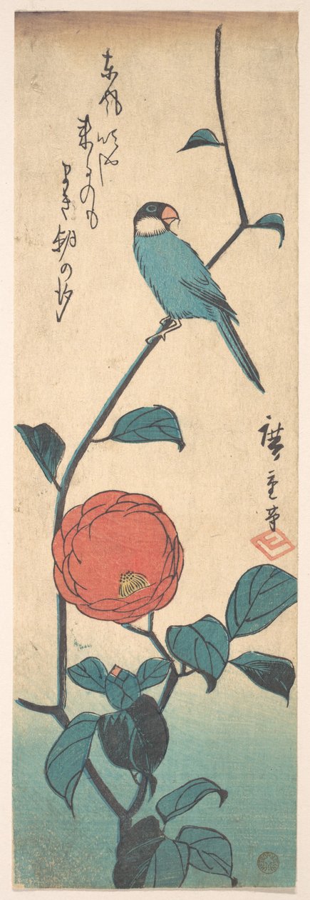 Kamelia och fink av Utagawa Hiroshige